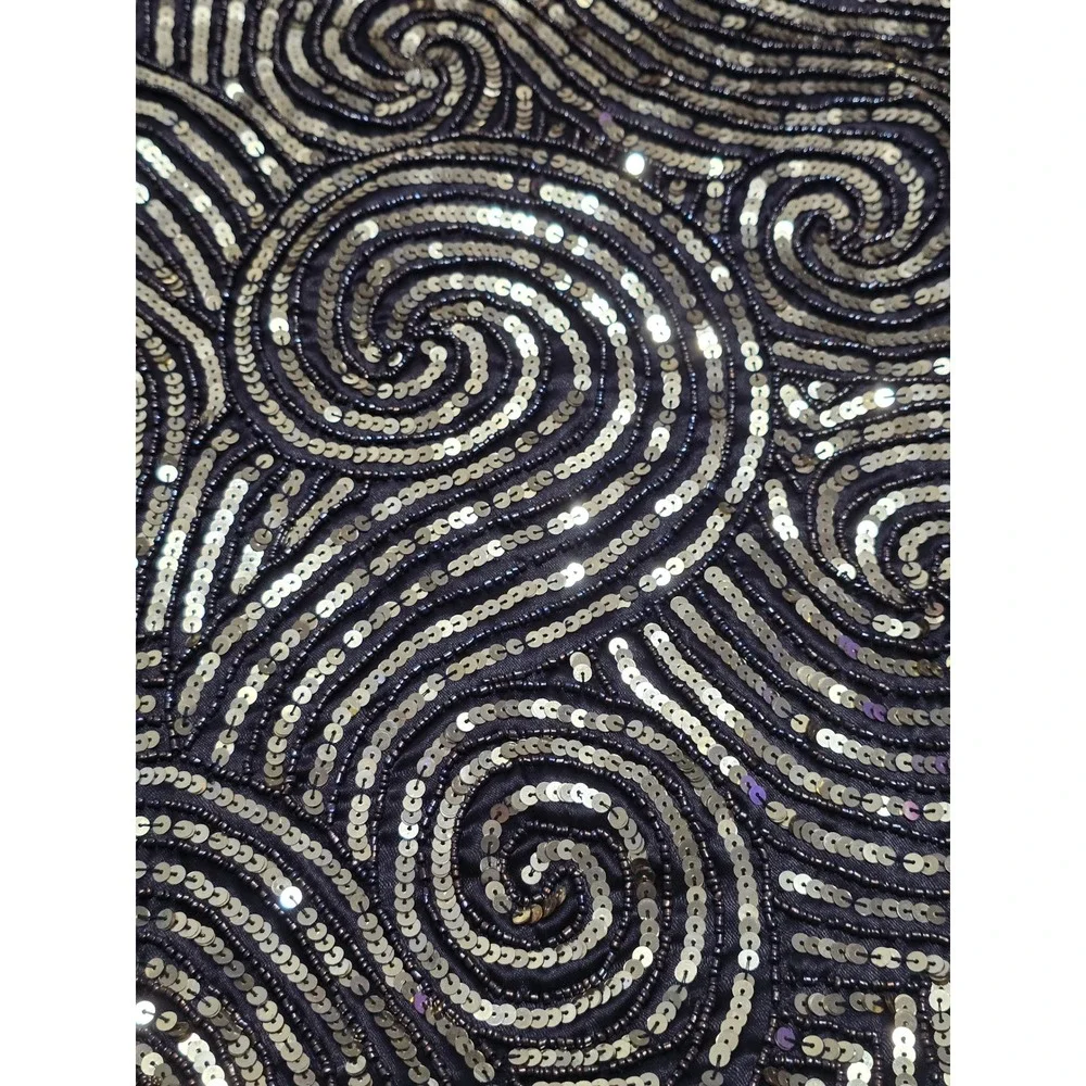 Artistic Accents Gold Sequin Swirl Beaded Black Pillow Cover 16x16 Square Zipper